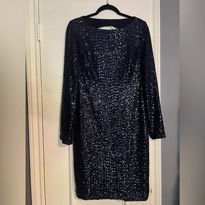 Lauren Ralph Lauren navy sparkle sequin dress size 14